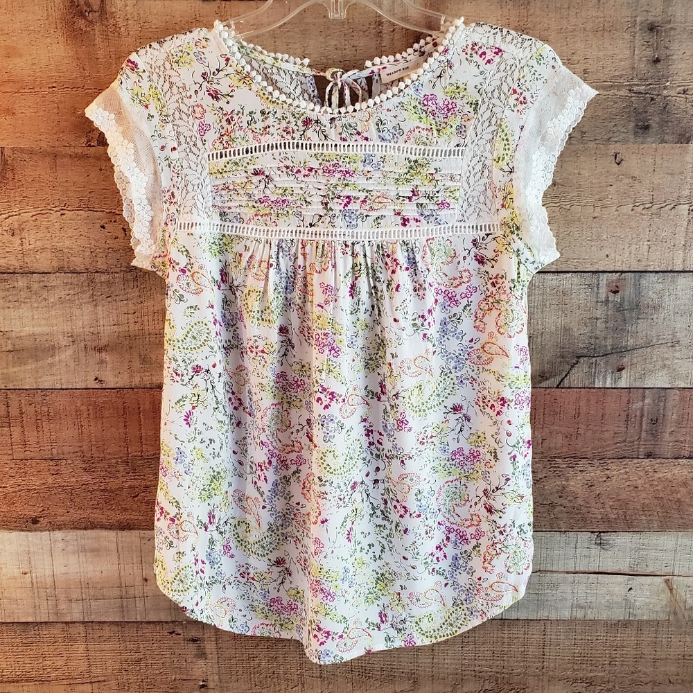 ANTHROPOLOGIE MEADOW RUE FLORAL LACE TOP